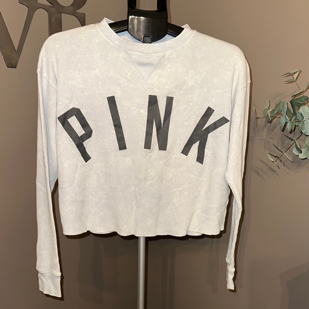 Victoria's Secret PINK White Cropped Sweatshirt